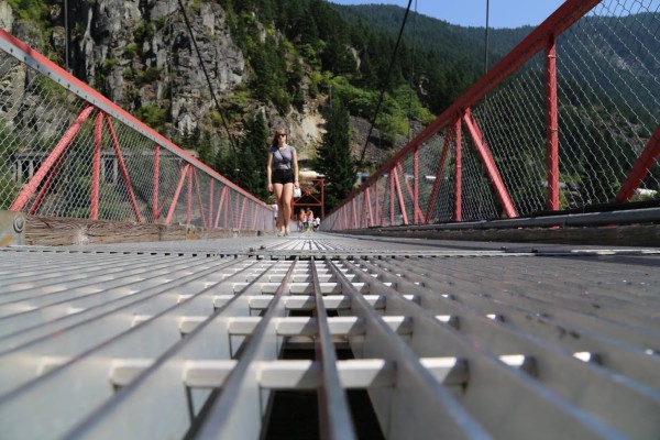 Look down through your feet at the raging Fraser while you cross our thrilling suspension bridge